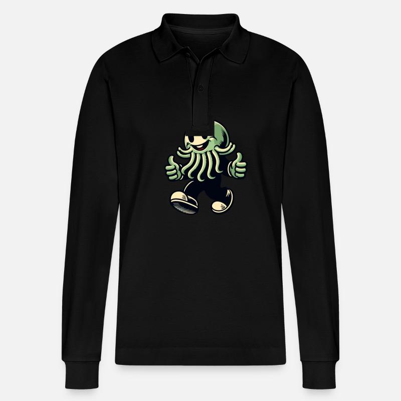 Drôle Heureux Cthulhu Drôle Cthulhu - Polo à manches longues bio PREPSTER Stanley/Stella Unisexe - noir