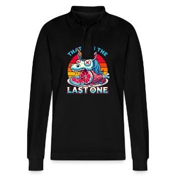 Creepy unicorn lover lust for macabre - Stanley/Stella Organic Unisex Long-Sleeved Polo Shirt Prepster - black - Front - Anna (173cm) & Nico (186cm)