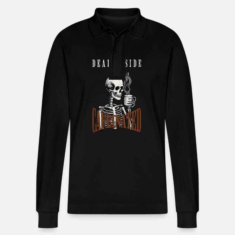 Lustiger Kaffee Spruch zu Halloween - Stanley/Stella Unisex Bio-Langarm-Poloshirt Prepster - Schwarz
