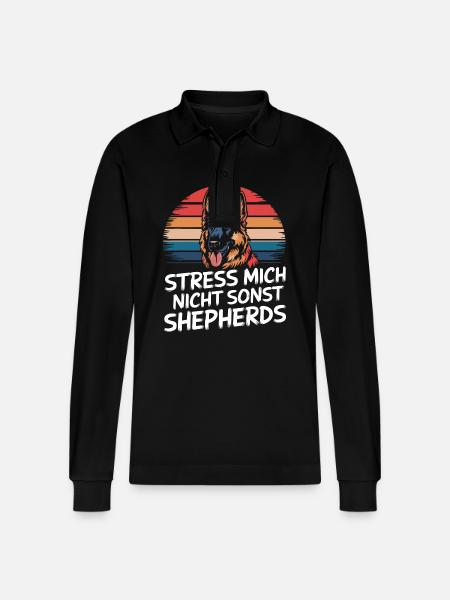 German Shepherd Dog Malinois - Stanley/Stella Organic Unisex Long-Sleeved Polo Shirt Prepster - black