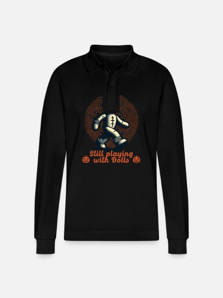 Voodoo Doll Creepy Party Design - Stanley/Stella Organic Unisex Long-Sleeved Polo Shirt Prepster - black