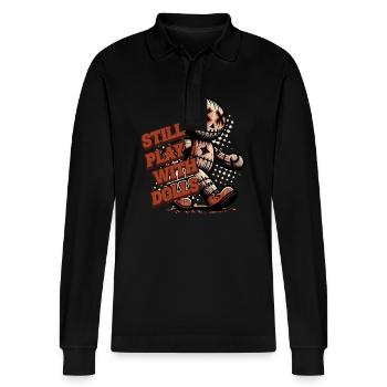 Voodoo Puppe Gruseliges Party Design Unheimliche - Stanley/Stella Unisex Bio-Langarm-Poloshirt Prepster - Schwarz - Vorne - Anna (173cm) & Nico (186cm)