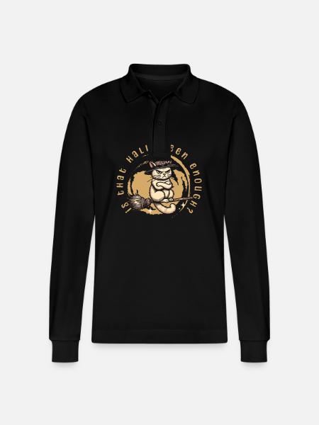 Is Halloween enough witch cat - Stanley/Stella Organic Unisex Long-Sleeved Polo Shirt Prepster - black