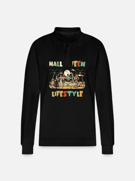 Halloween Lifestyle Beach Party Fun - Stanley/Stella Organic Unisex Long-Sleeved Polo Shirt Prepster - black