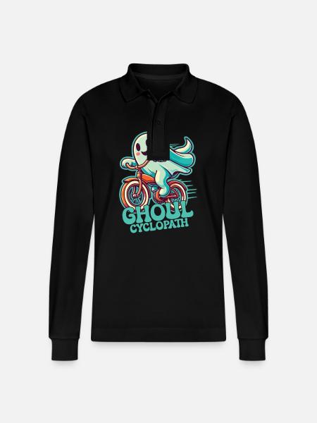 Fun Ghost Bike Adventure - Stanley/Stella Organic Unisex Long-Sleeved Polo Shirt Prepster - black