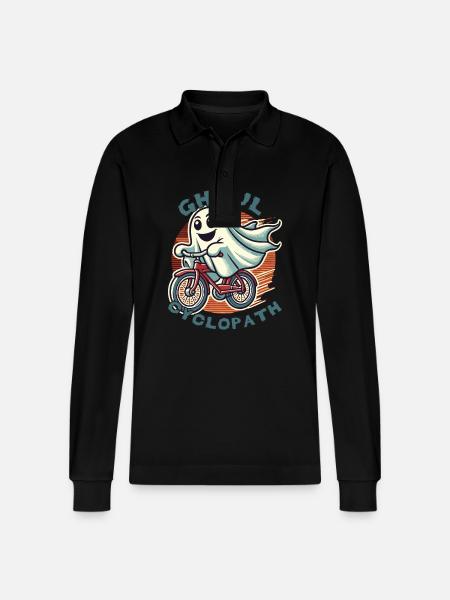 Ghoul Cyclopath Bicycle Halloween Fun - Stanley/Stella Organic Unisex Long-Sleeved Polo Shirt Prepster - black