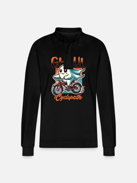 Ghoul Cyclopath Funny Ghost Driver - Stanley/Stella Organic Unisex Long-Sleeved Polo Shirt Prepster - black