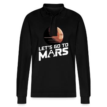 Mars Planète Planète Système Solaire - Polo à manches longues bio PREPSTER Stanley/Stella Unisexe - noir - Devant - Anna (173cm) & Nico (186cm)