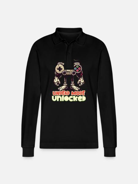 Zombie Gaming Controller: Undead Mode - Stanley/Stella Organic Unisex Long-Sleeved Polo Shirt Prepster - black