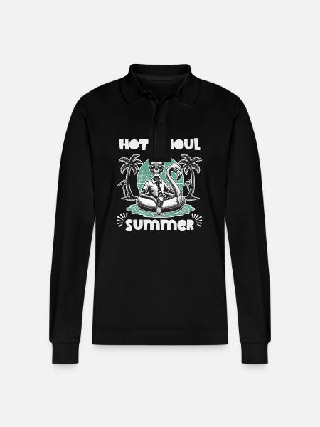 Hot Ghoul Summer Beach Fun - Stanley/Stella Organic Unisex Long-Sleeved Polo Shirt Prepster - black