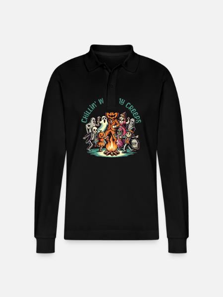 Halloween fun with my creeps - Stanley/Stella Organic Unisex Long-Sleeved Polo Shirt Prepster - black