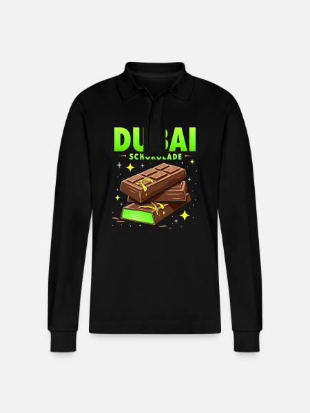 Dubai Chocolate - Funny Saying - Stanley/Stella Organic Unisex Long-Sleeved Polo Shirt Prepster - black