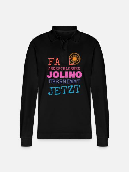 First name Jolino - Stanley/Stella Organic Unisex Long-Sleeved Polo Shirt Prepster - black