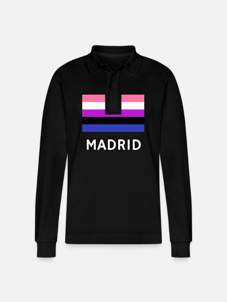 Genderfluid Pride Flag Madrid - Stanley/Stella Organic Unisex Long-Sleeved Polo Shirt Prepster - black