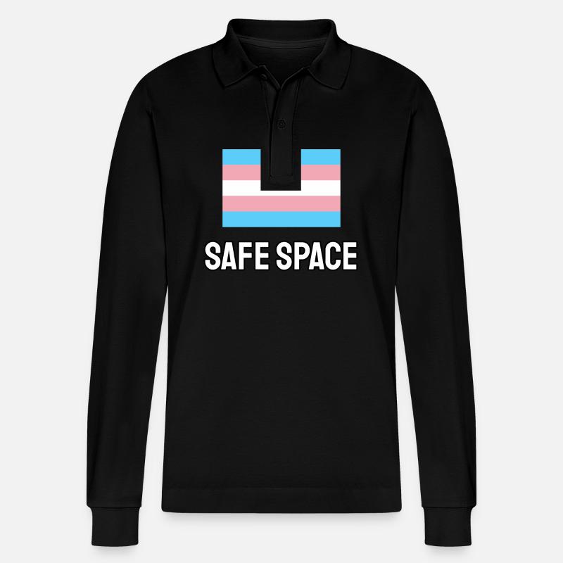 TRANS Safe Space - Transgender Pride - Stanley/Stella Unisex Bio-Langarm-Poloshirt Prepster - Schwarz