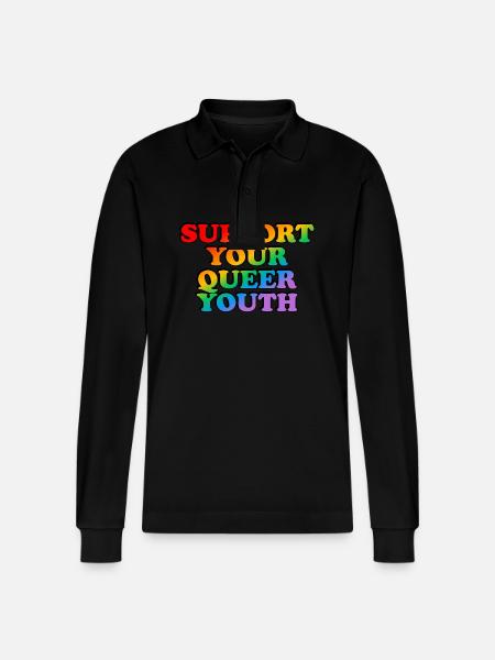 Support your queer youth - Stanley/Stella Organic Unisex Long-Sleeved Polo Shirt Prepster - black