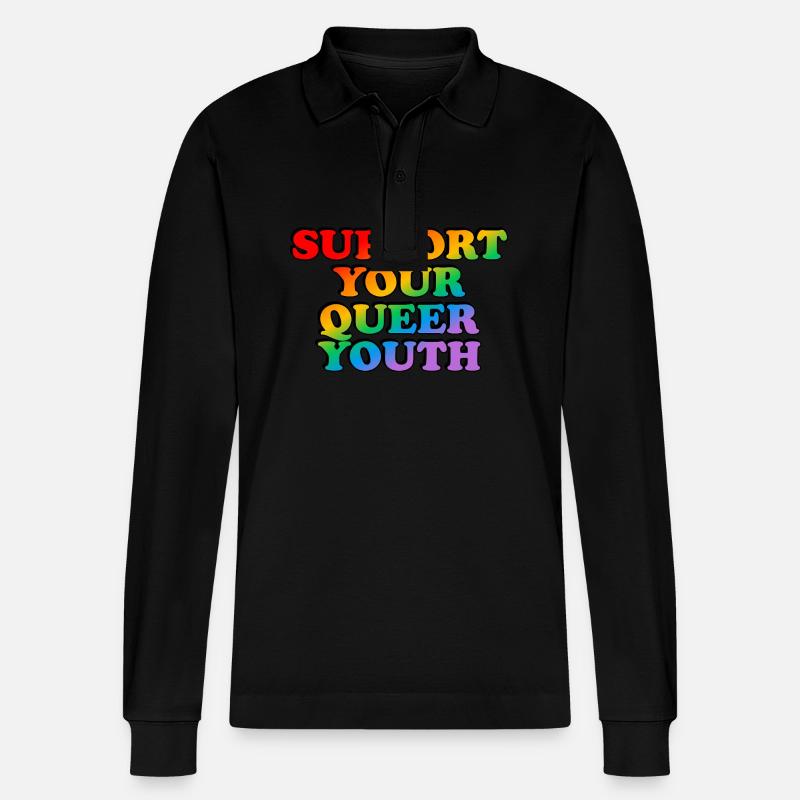 Unterstütze deine queere Jugend - Stanley/Stella Unisex Bio-Langarm-Poloshirt Prepster - Schwarz