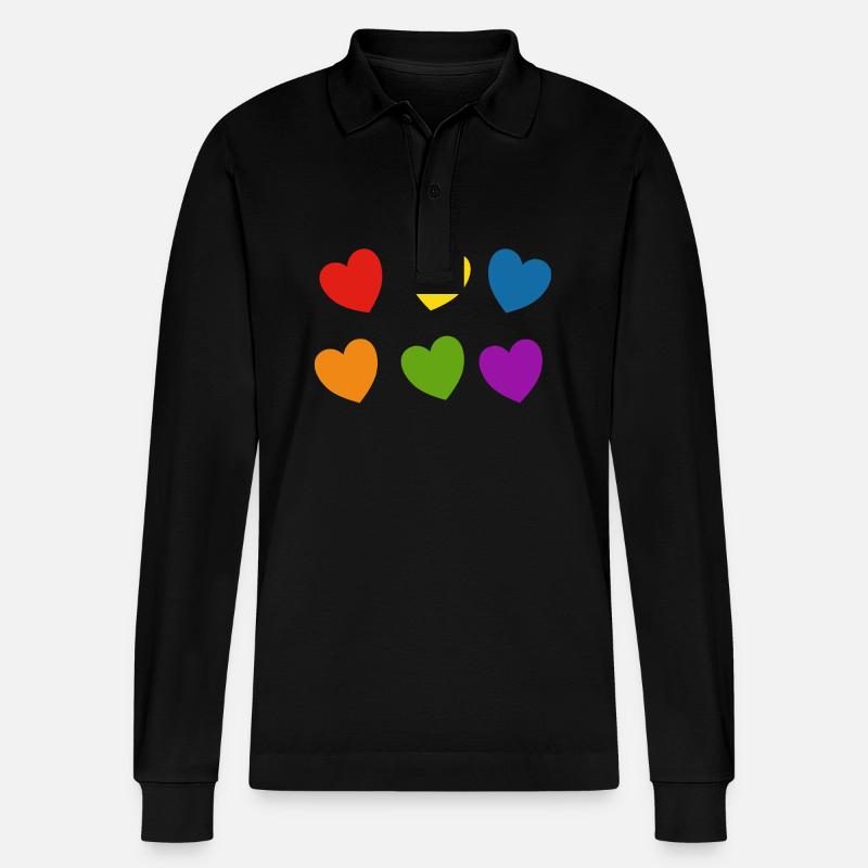 Regenbogenherzen Stolz - Stanley/Stella Unisex Bio-Langarm-Poloshirt Prepster - Schwarz