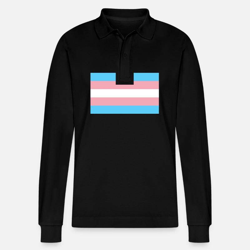 Trans-Flagge - Stanley/Stella Unisex Bio-Langarm-Poloshirt Prepster - Schwarz