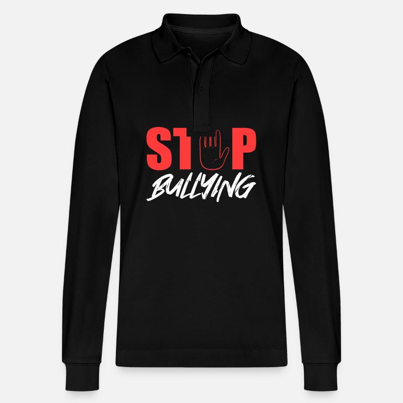 Mobbing Stop - Stanley/Stella Unisex Bio-Langarm-Poloshirt Prepster - Schwarz