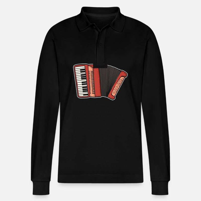 Akkordeon - Stanley/Stella Unisex Bio-Langarm-Poloshirt Prepster - Schwarz