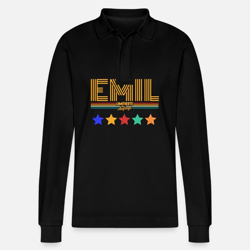 Emil - Stanley/Stella Unisex Bio-Langarm-Poloshirt Prepster - Schwarz