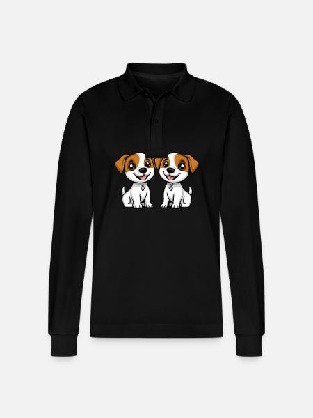 Jack Russell Terrier Dog Comic - Stanley/Stella Organic Unisex Long-Sleeved Polo Shirt Prepster - black