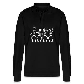 Line Dance - Stanley/Stella Organic Unisex Long-Sleeved Polo Shirt Prepster - black - Front - Anna (173cm) & Nico (186cm)