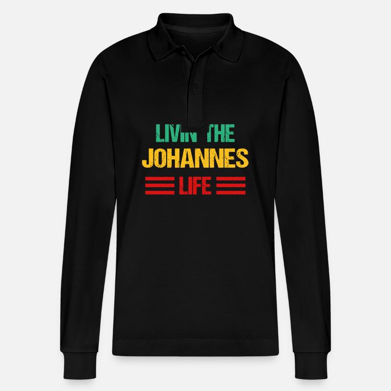 Johannes - Stanley/Stella Unisex Bio-Langarm-Poloshirt Prepster - Schwarz