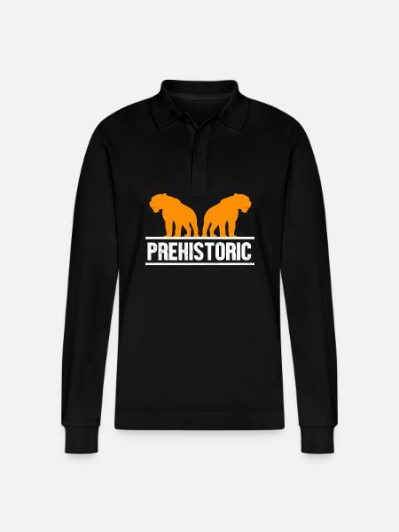 Sabre-toothed tiger - Stanley/Stella Organic Unisex Long-Sleeved Polo Shirt Prepster - black