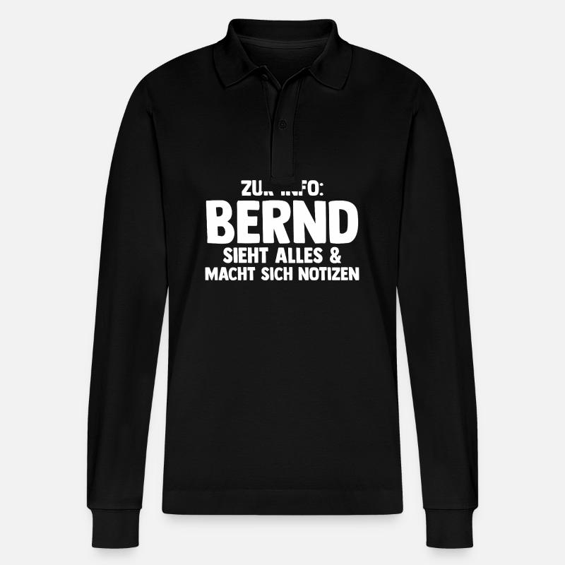 Bernd - Stanley/Stella Unisex Bio-Langarm-Poloshirt Prepster - Schwarz