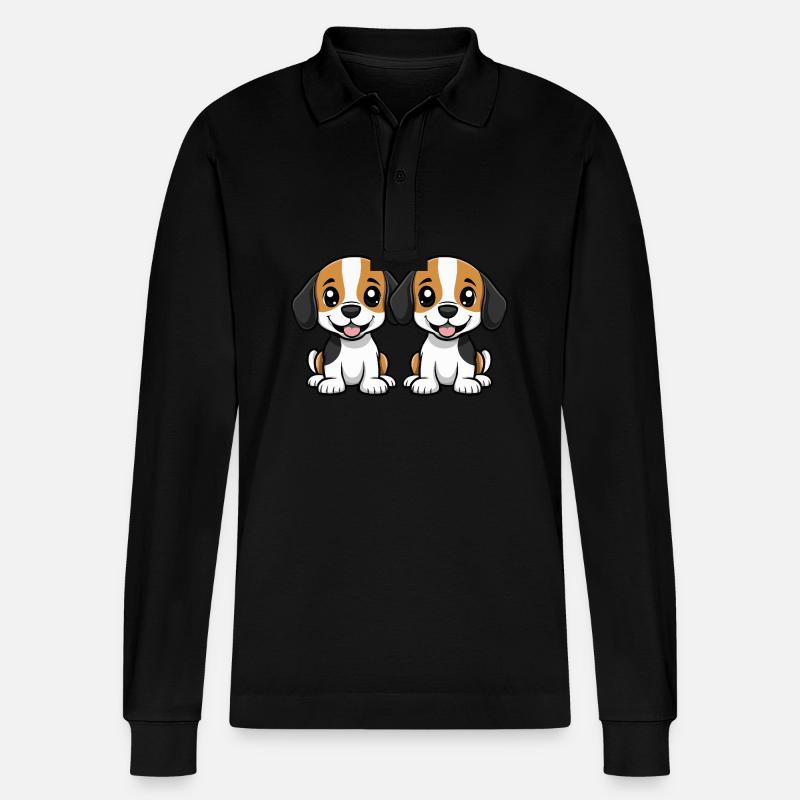 Bande dessinée Beagle Dog - Polo à manches longues bio PREPSTER Stanley/Stella Unisexe - noir