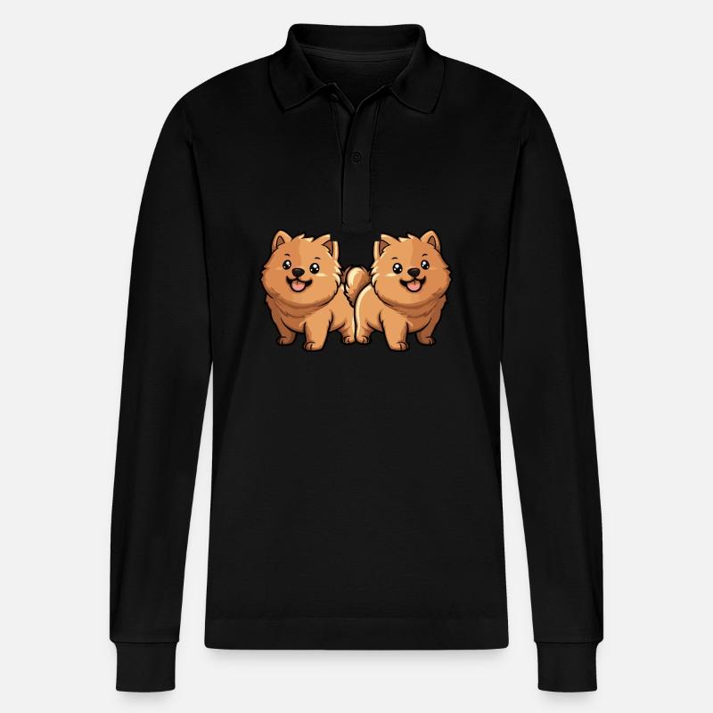 Chow Chow Hund Comic - Stanley/Stella Unisex Bio-Langarm-Poloshirt Prepster - Schwarz