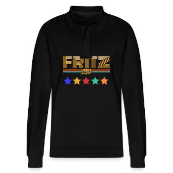Fritz - Stanley/Stella Unisex Bio-Langarm-Poloshirt Prepster - Schwarz - Vorne - Anna (173cm) & Nico (186cm)
