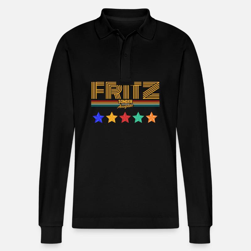 Fritz - Polo à manches longues bio PREPSTER Stanley/Stella Unisexe - noir