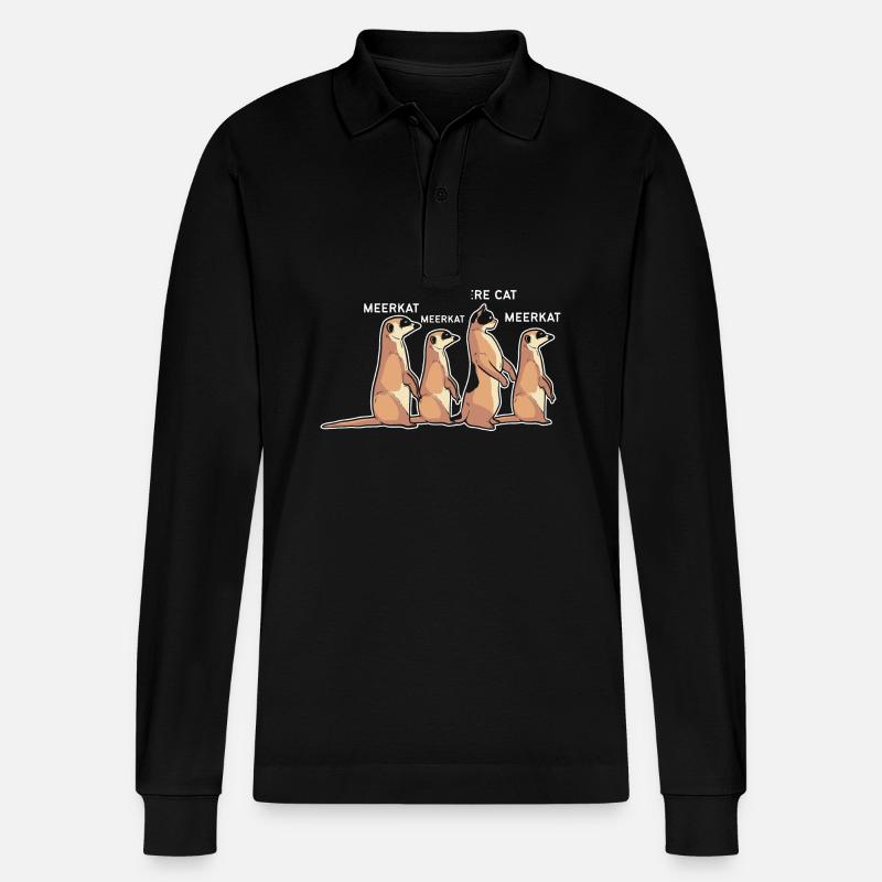 Erdmännchen - Stanley/Stella Unisex Bio-Langarm-Poloshirt Prepster - Schwarz