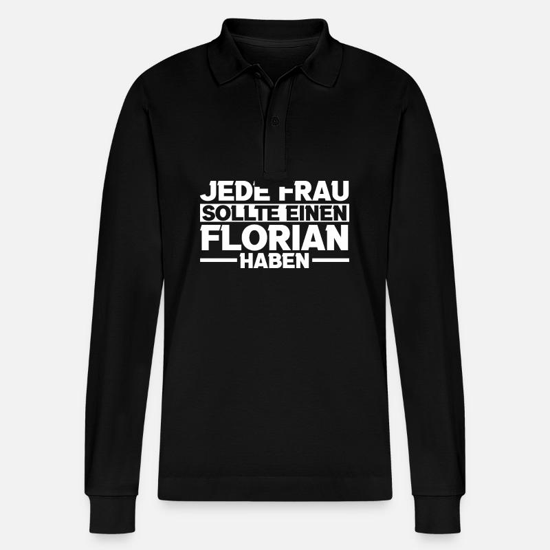 Florian - Stanley/Stella Unisex Bio-Langarm-Poloshirt Prepster - Schwarz
