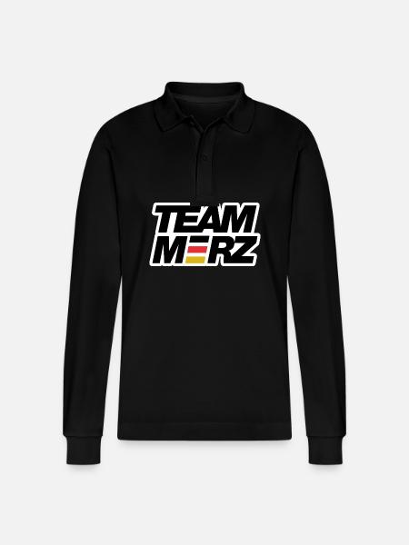 Team Merz - Kanzler - Stanley/Stella Unisex Bio-Langarm-Poloshirt Prepster - Schwarz