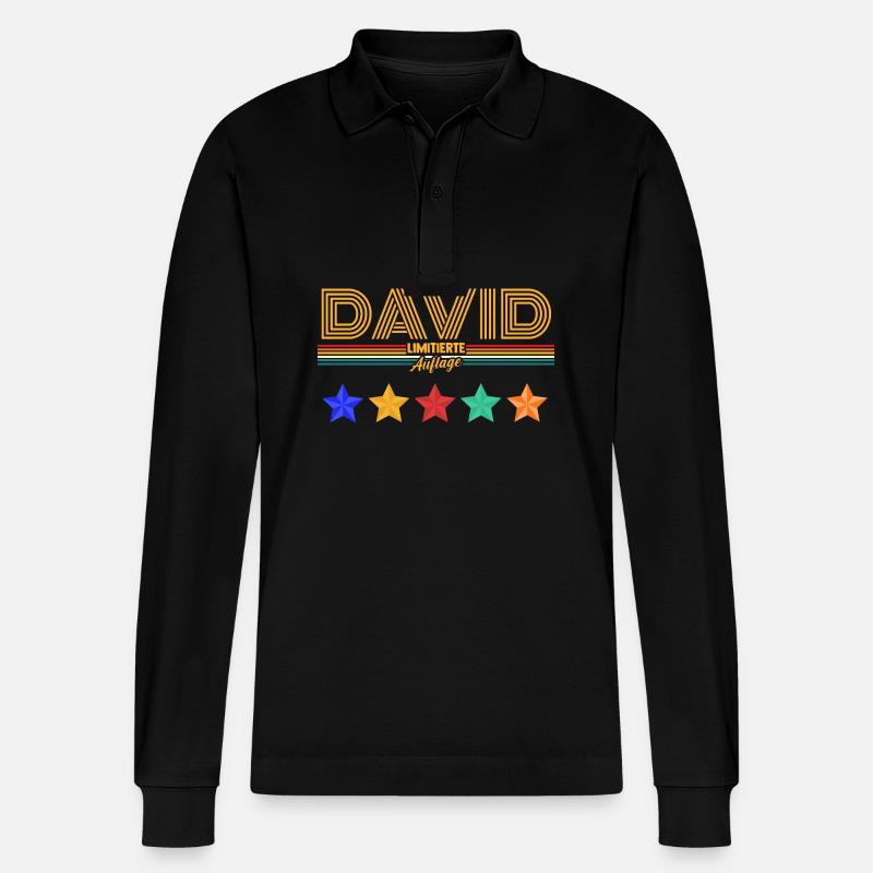 David - Stanley/Stella Unisex Bio-Langarm-Poloshirt Prepster - Schwarz