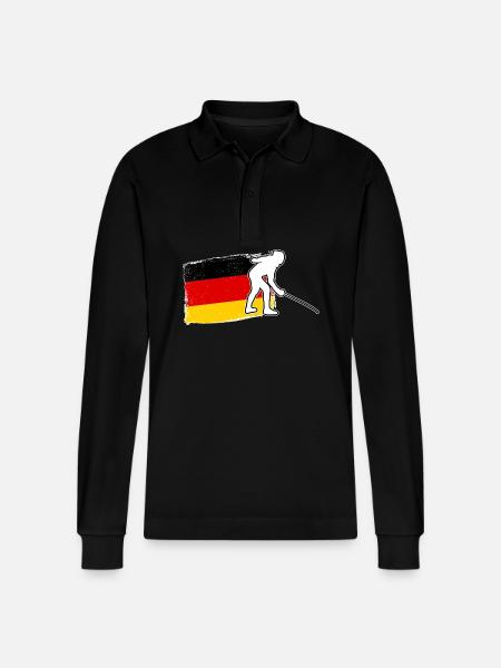 Fencing Germany Flag Fencing - Stanley/Stella Organic Unisex Long-Sleeved Polo Shirt Prepster - black