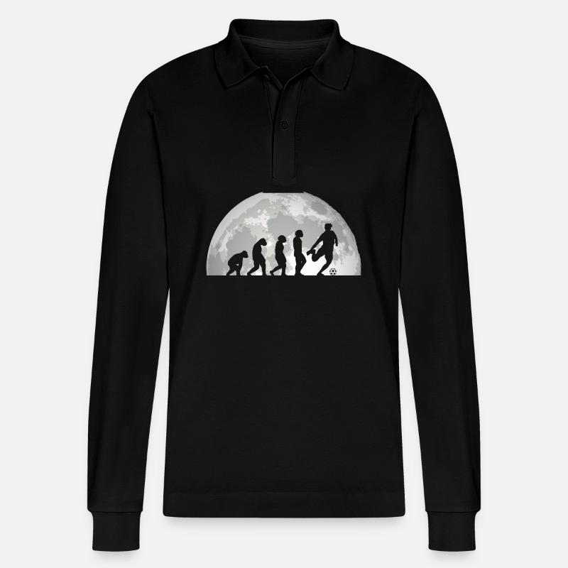 Fußballspieler Evolution Fußball - Stanley/Stella Unisex Bio-Langarm-Poloshirt Prepster - Schwarz