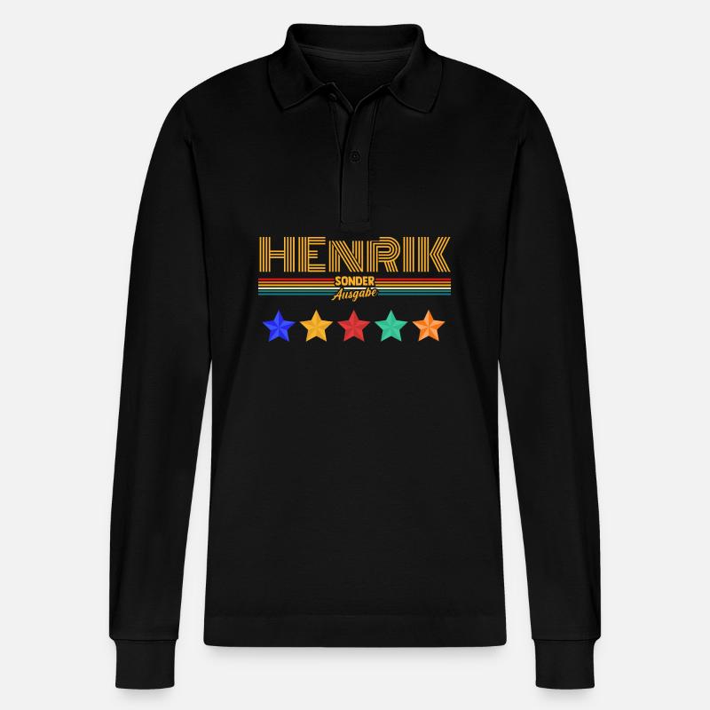 Henrik - Stanley/Stella Unisex Bio-Langarm-Poloshirt Prepster - Schwarz