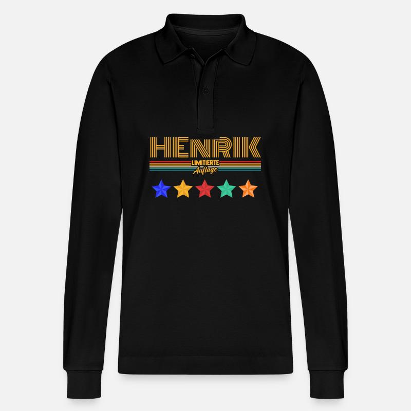 Henrik - Stanley/Stella Unisex Bio-Langarm-Poloshirt Prepster - Schwarz
