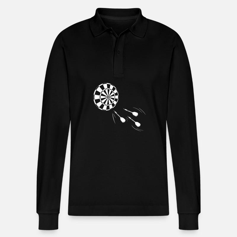 Dart Board Dartpfeile - Stanley/Stella Unisex Bio-Langarm-Poloshirt Prepster - Schwarz