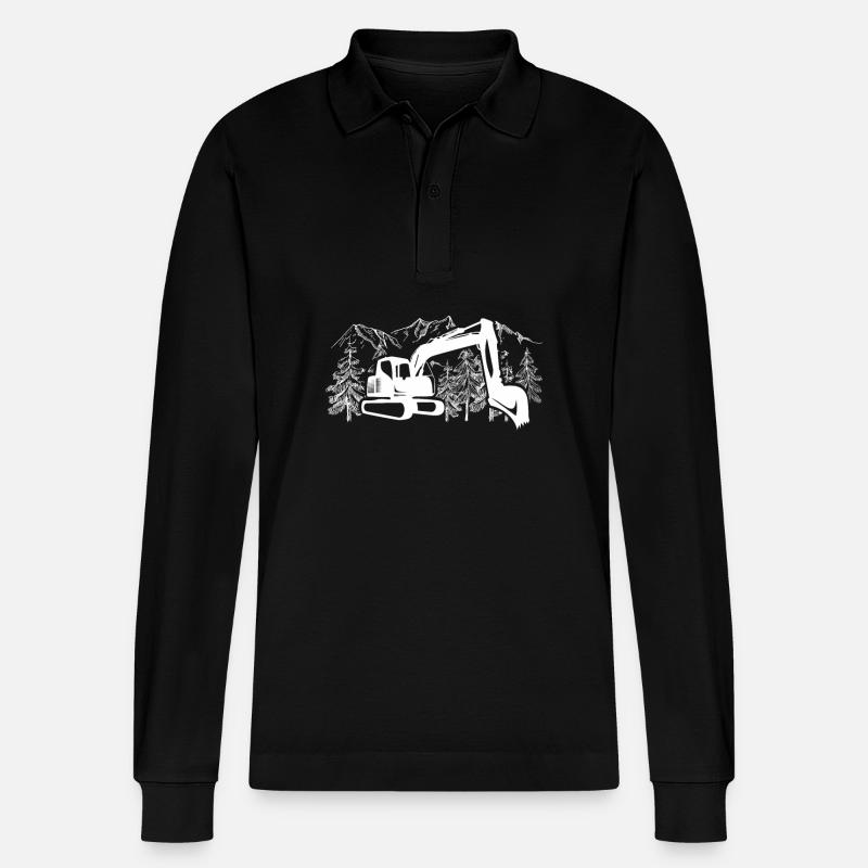 Baggerfahrer geschenkideen - Stanley/Stella Unisex Bio-Langarm-Poloshirt Prepster - Schwarz