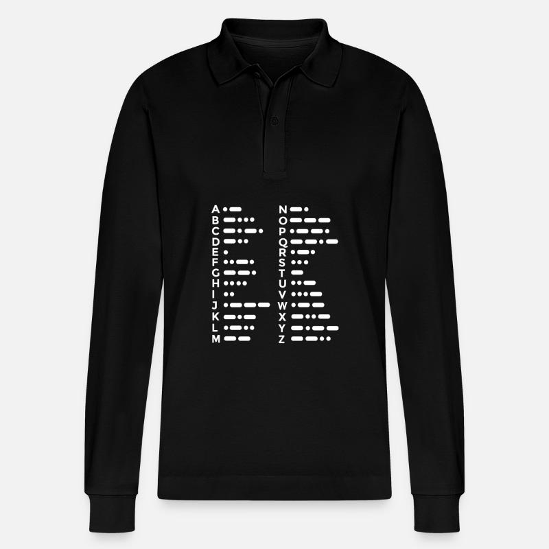 Morse Alphabet - Stanley/Stella Organic Unisex Long-Sleeved Polo Shirt Prepster - black
