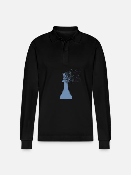 Chess queen king dispersion - Stanley/Stella Organic Unisex Long-Sleeved Polo Shirt Prepster - black