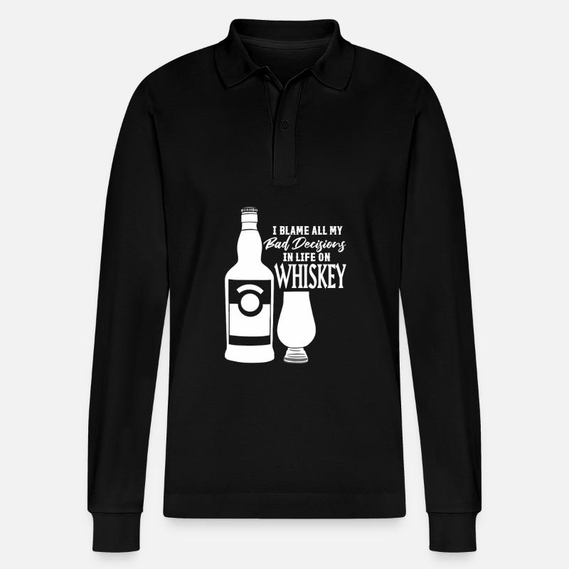 Schlechte Entscheidungen Whiskey Sprüche - Stanley/Stella Unisex Bio-Langarm-Poloshirt Prepster - Schwarz