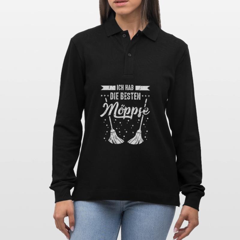 Wischmopp Möppse Wortwitz Karneval Humor Stanley/Stella Unisex Bio-Langarm-Poloshirt Prepster