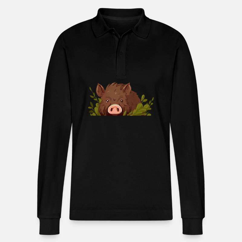 Cinghiale forestale - Polo a manica lunga ecologica unisex Prepster di Stanley/Stella - nero